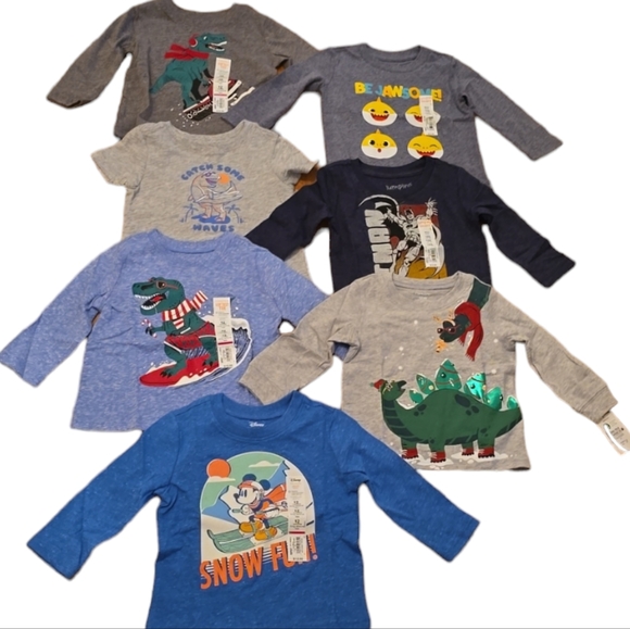 JUMPING BEANS & CARTER'S BRANDS BABY BOY BUNDLE OF 7 SHIRTS ALL SIZE 12 MONTHS - Picture 1 of 16